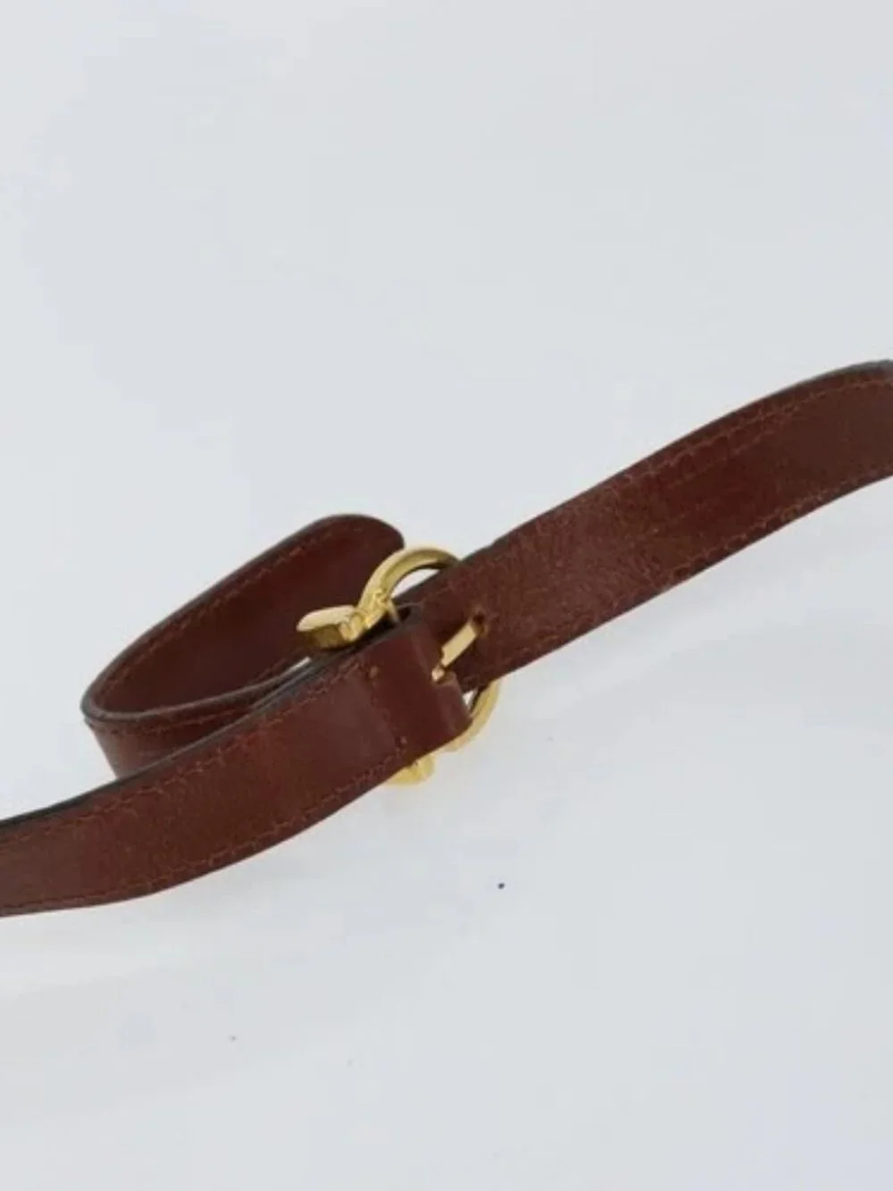 Salvatore Ferragamo Shoulder Bag Leather Brown Gold Auth BA8006